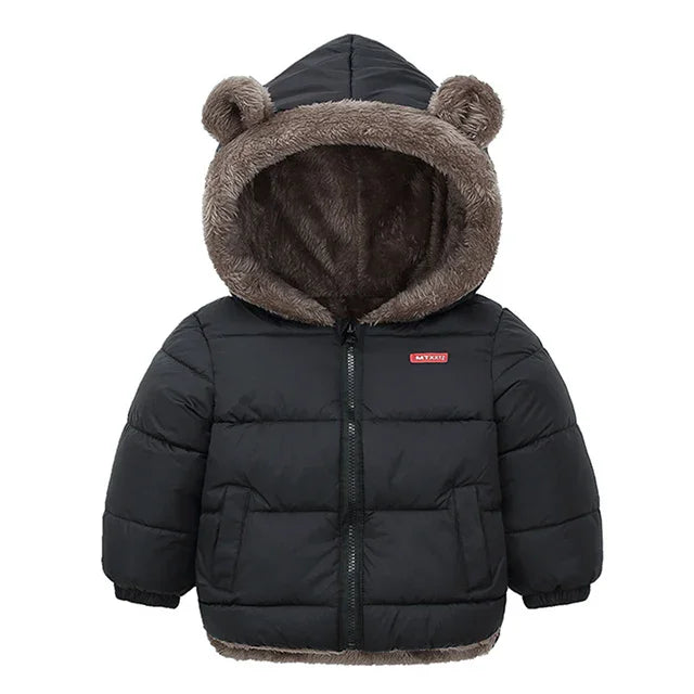 Crianças grossas para baixo jaquetas inverno engrossar casacos de pelúcia para meninos meninas cor sólida com capuz jaquetas 2-6 anos crianças parka outerwear
