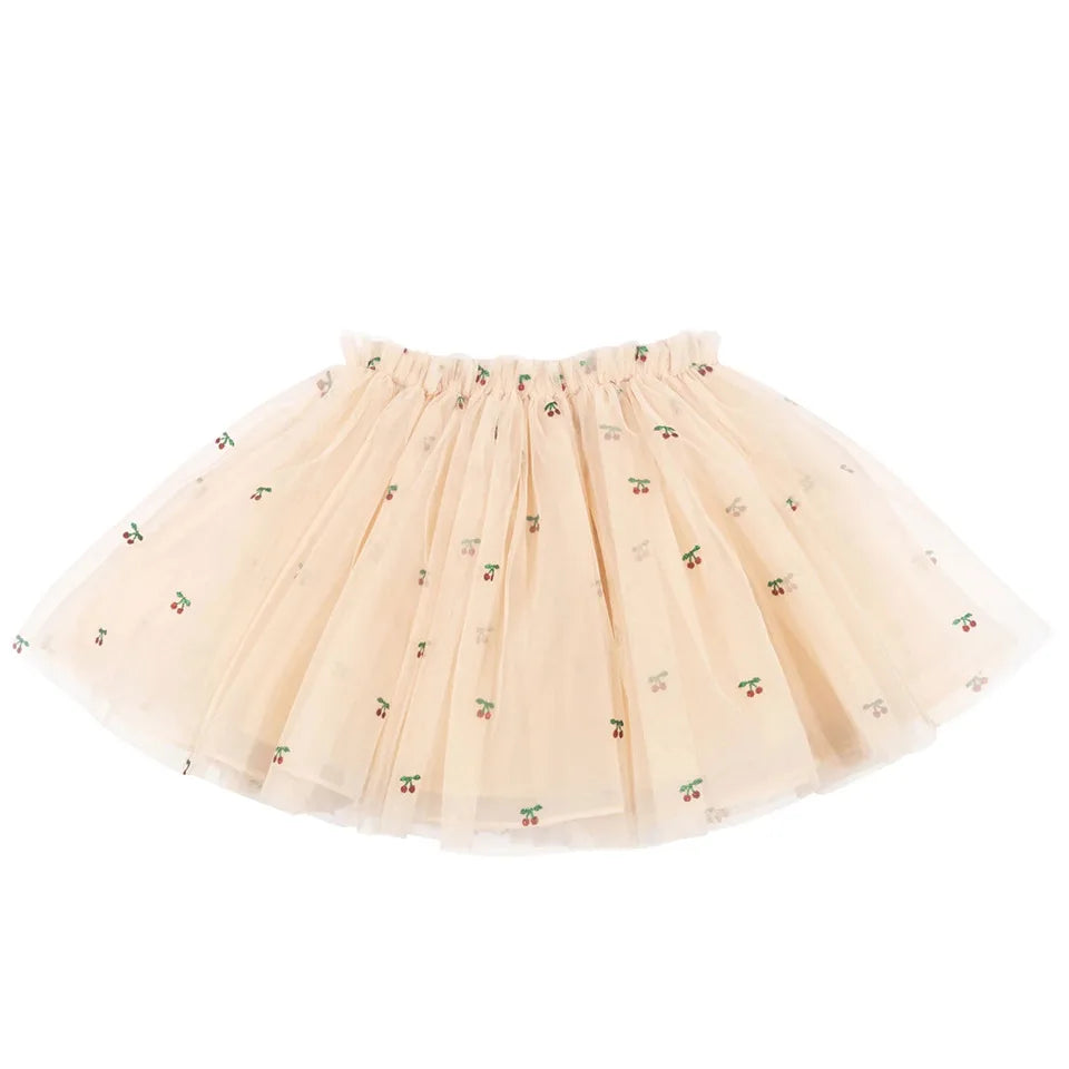 Verão ks bebê meninas cereja malha vestido crianças roupas meninas vestidos de princesa saias festa de natal manga longa vestidos