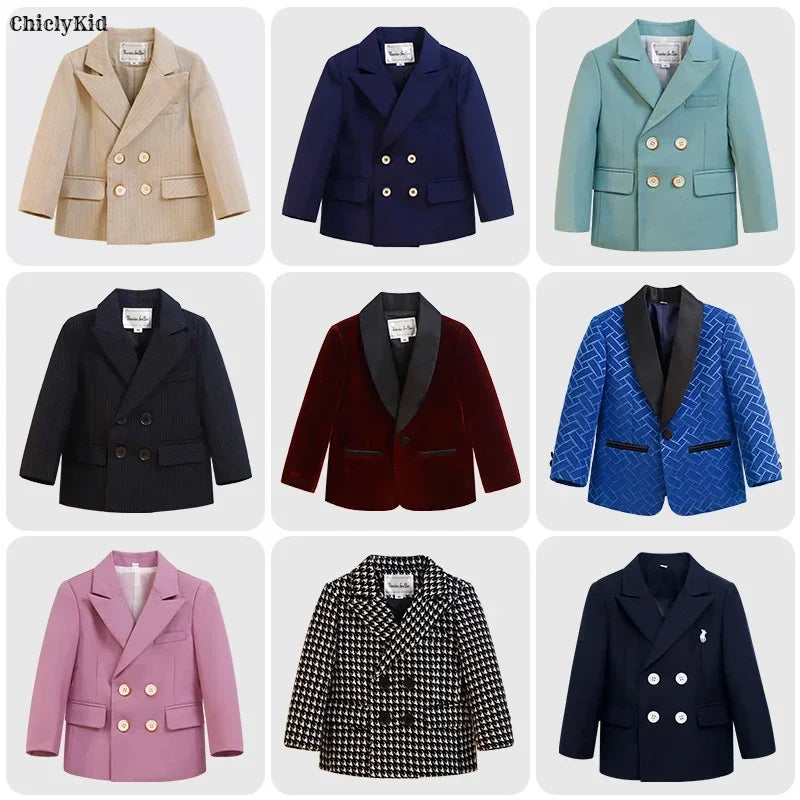 Meninos primavera outono terno jaqueta crianças festa blazers fraque topo crianças vestido formal casamento smoking desempenho casaco de manhã