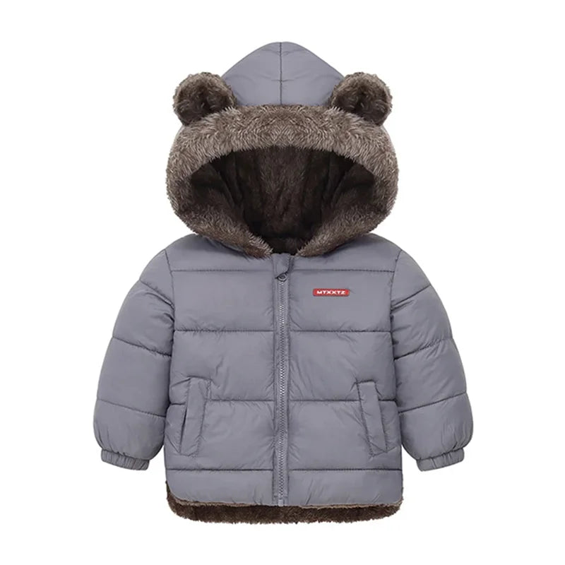 Crianças grossas para baixo jaquetas inverno engrossar casacos de pelúcia para meninos meninas cor sólida com capuz jaquetas 2-6 anos crianças parka outerwear