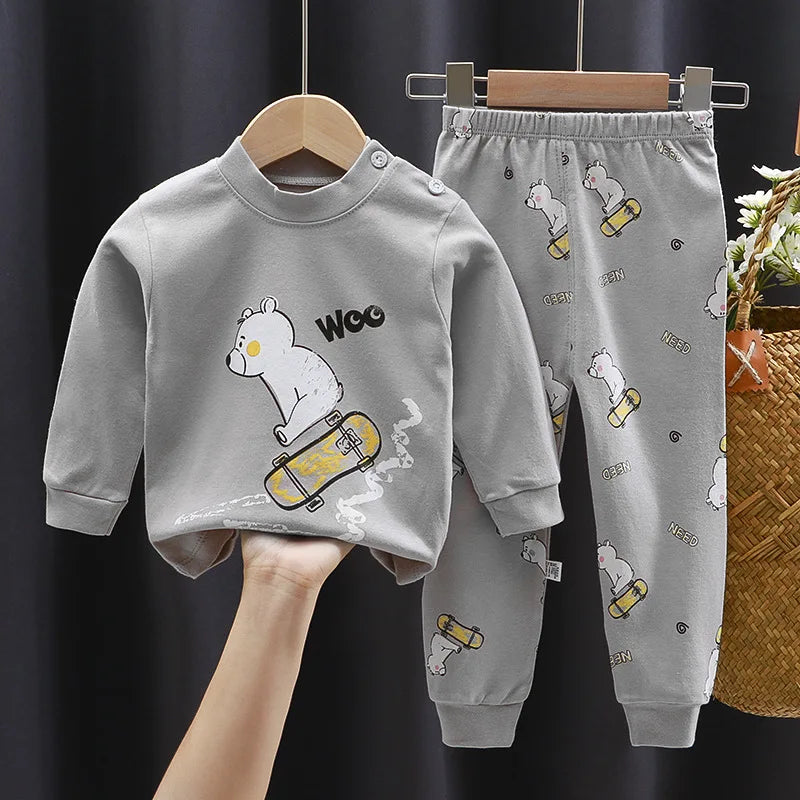 Crianças roupas conjuntos de roupas infantis meninos meninas algodão outono inverno roupas calças pijamas roupa interior