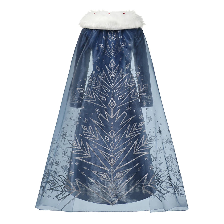 Menina cosplay neve rainha vestido outono inverno crianças elsa carnaval festa princesa traje crianças aniversário vestido de baile roupas 2-10t