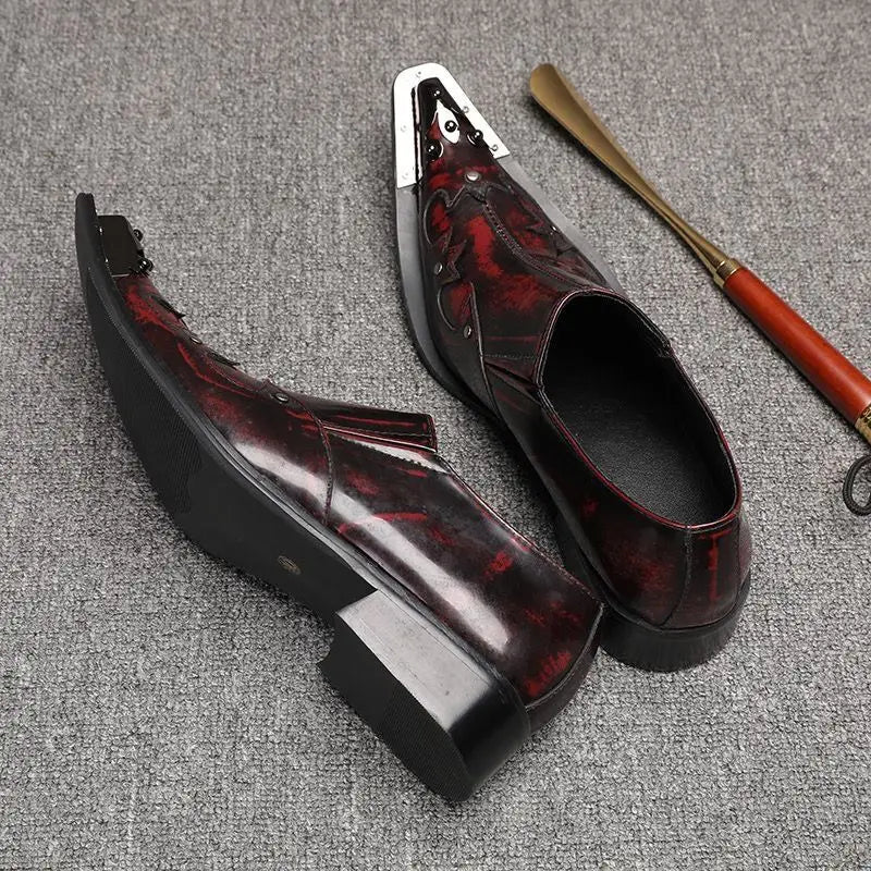 Mocassins britânicos de couro envernizado para homens, sapatos italianos deslizantes, sapatos de vestido marrom, novos, 2024