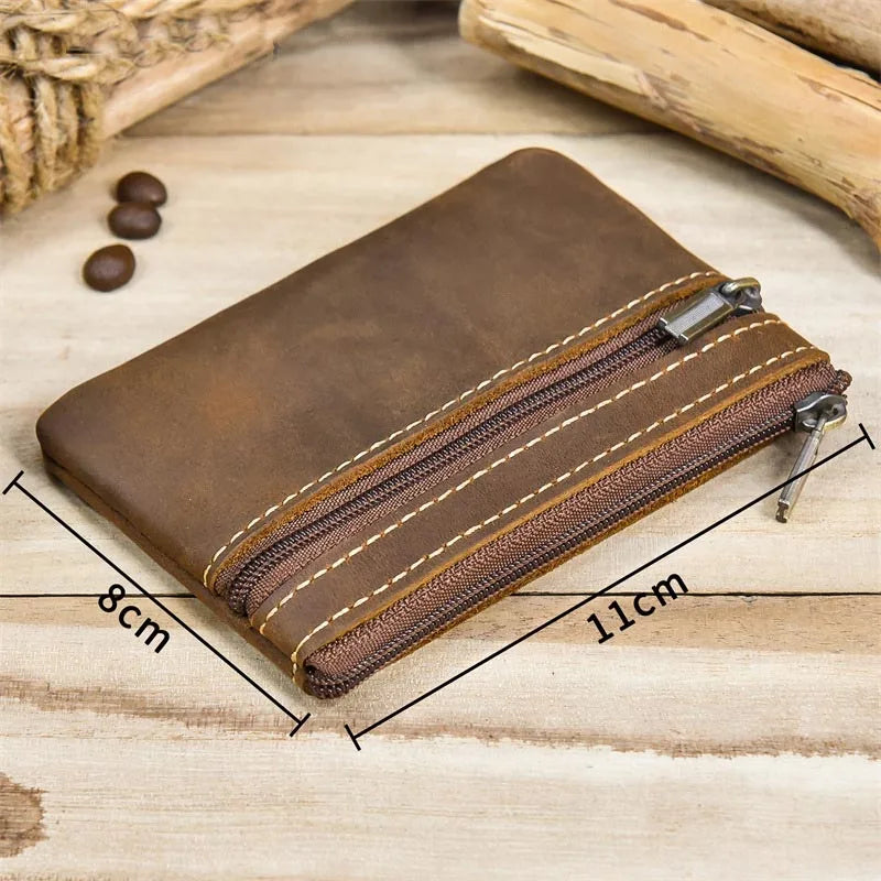 Luufan couro genuíno zíper moeda cartão bolsa de couro real rfid titular do cartão embreagem carteiras slots para homens mulheres mini bolsa fina