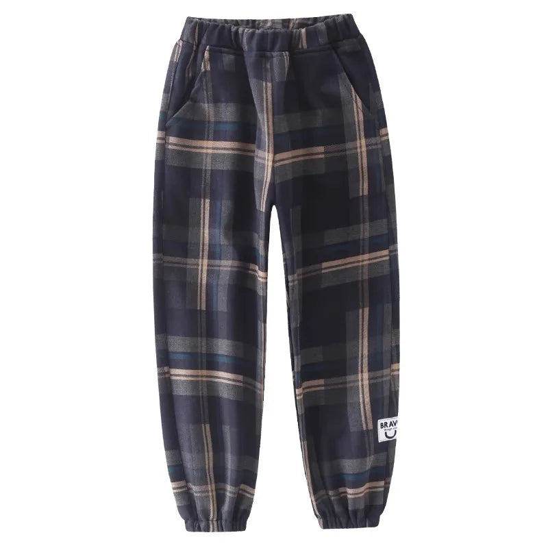 2024 moda meninos algodão xadrez calças primavera outono da criança casual crianças calças soltas moletom para adolescentes roupas
