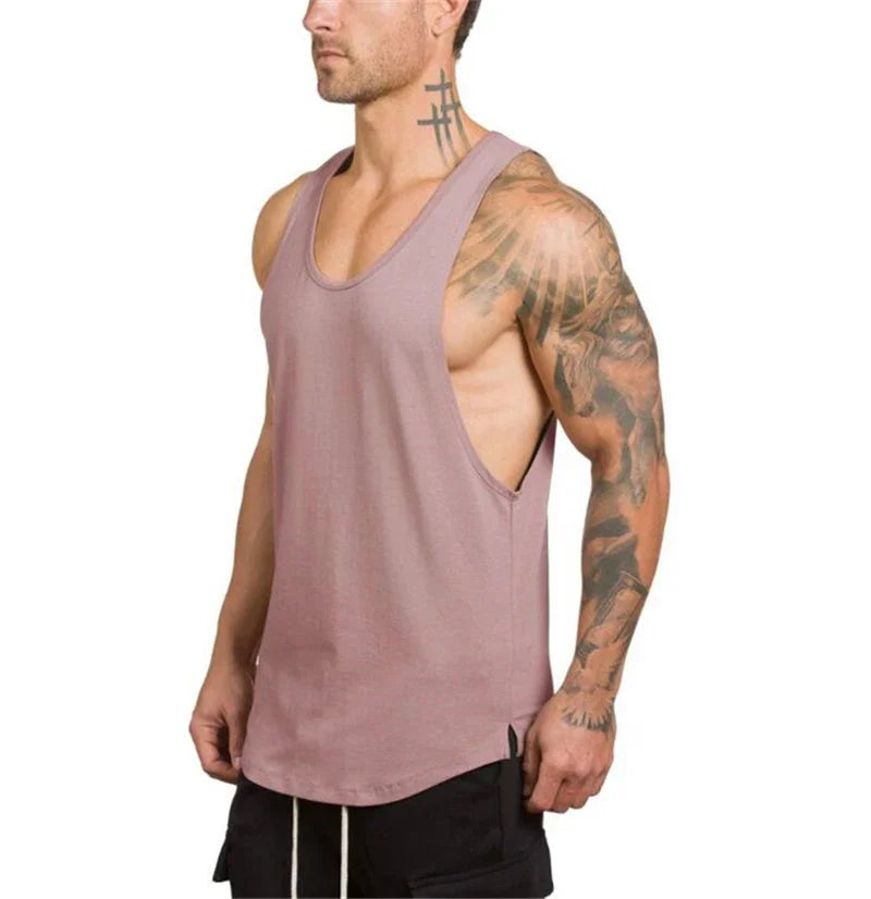 Marca roupas de ginástica algodão singlets canotte musculação stringer tanque superior dos homens camisa de fitness muscular caras sem mangas colete tanktop