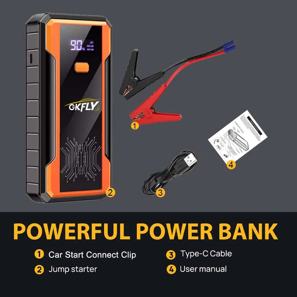 Gkfly 4000a carro ir para iniciantes banco de potência portátil 2000a impulsionador de bateria de carro 12v dispositivo de partida auxiliar para gasolina diesel