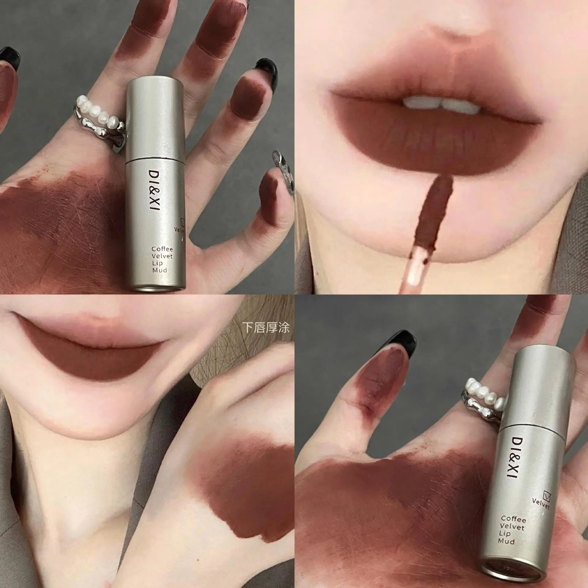 Batom fosco de veludo vermelho escuro, à prova d'água, longa duração, fosco, brilho labial, copo antiaderente, maquiagem labial, maquiagem cosmética
