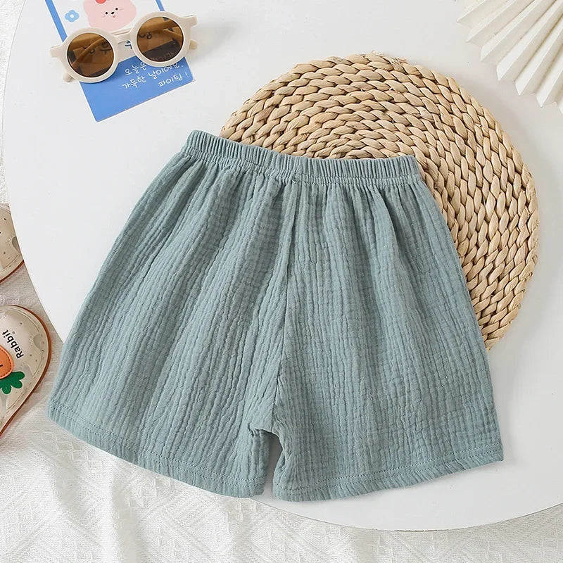 Moda algodão cor sólida crianças shorts infantil estilo coreano verão praia calças curtas inferior para crianças roupas meninas meninos 4-12y