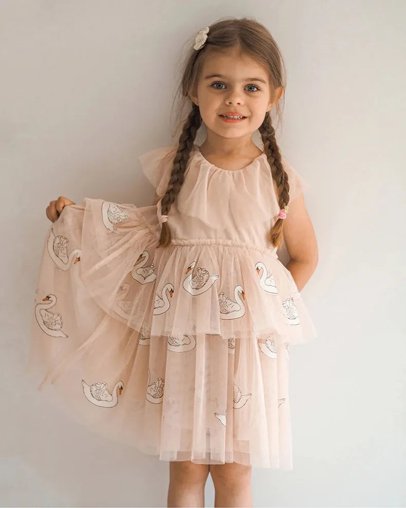 Verão ks bebê meninas cereja malha vestido crianças roupas meninas vestidos de princesa saias festa de natal manga longa vestidos