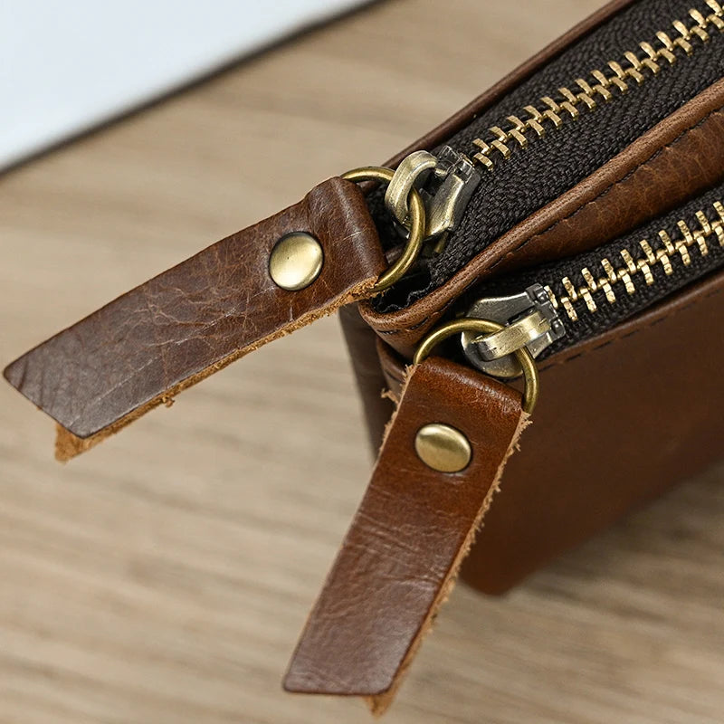 Luufan couro genuíno zíper moeda cartão bolsa de couro real rfid titular do cartão embreagem carteiras slots para homens mulheres mini bolsa fina
