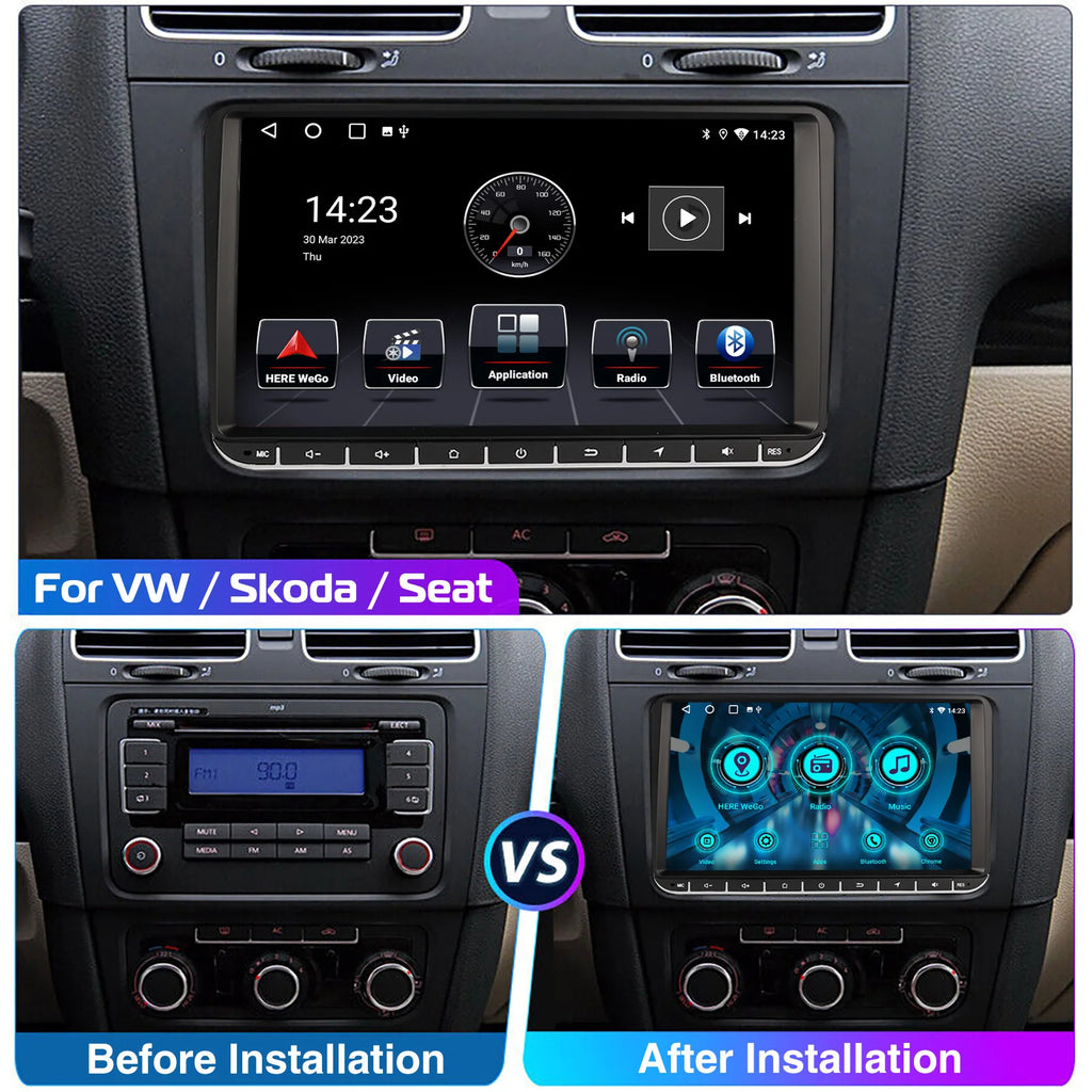 Essgoo 9 "android 14 4g + 64g Wireless  carplay carro estéreo gps navi wifi rds fm bt para vw golf 5 6 passat polo touran tiguan caddy eos