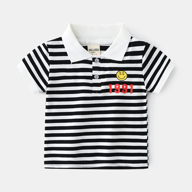 Moda meninos polo camisas de algodão em linha reta formal criança camiseta verão crianças roupas dos miúdos