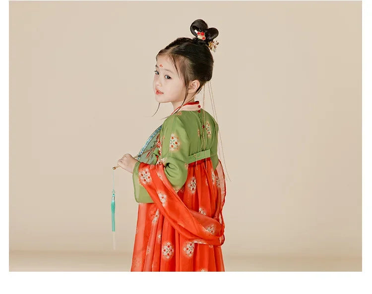 Traje de festa de verão vestidos da menina do vintage crianças roupas vestido casual bebê chinês hanfu cosplay crianças princesa meninas vestido