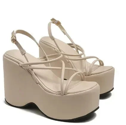 Plataforma marca design mulher sandálias sexy sapatos punk cunhas salto alto confortável lazer mulher sapatos designer sandalias 2024