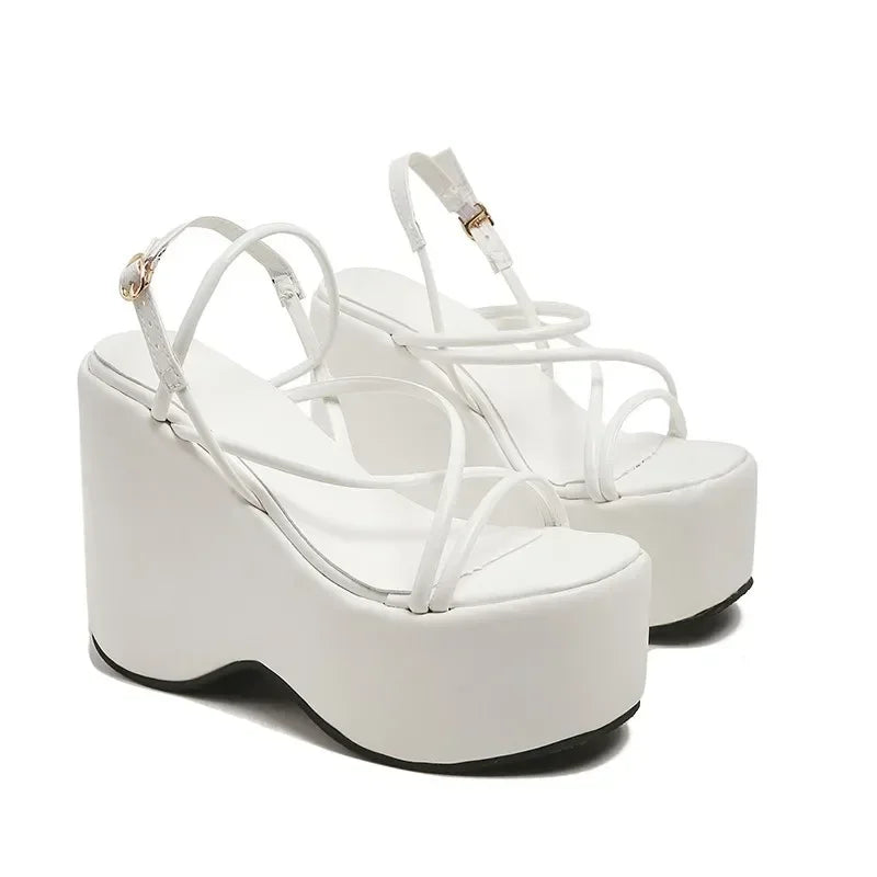 Plataforma marca design mulher sandálias sexy sapatos punk cunhas salto alto confortável lazer mulher sapatos designer sandalias 2024