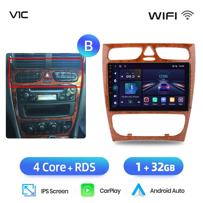Junsun carplay android auto rádio do carro para mercedes benz classe c w203 c200 c320 c350 clk w209 2000-2005 multimídia inteligente 4g