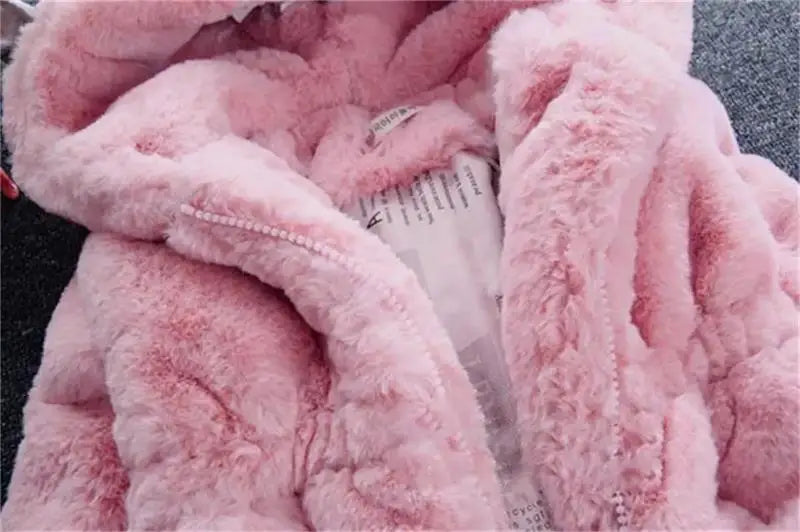 Casaco de inverno para crianças jaqueta de lã com capuz engrossar manter quente casacos da menina presentes de ano novo meninas roupas de outono traje de natal