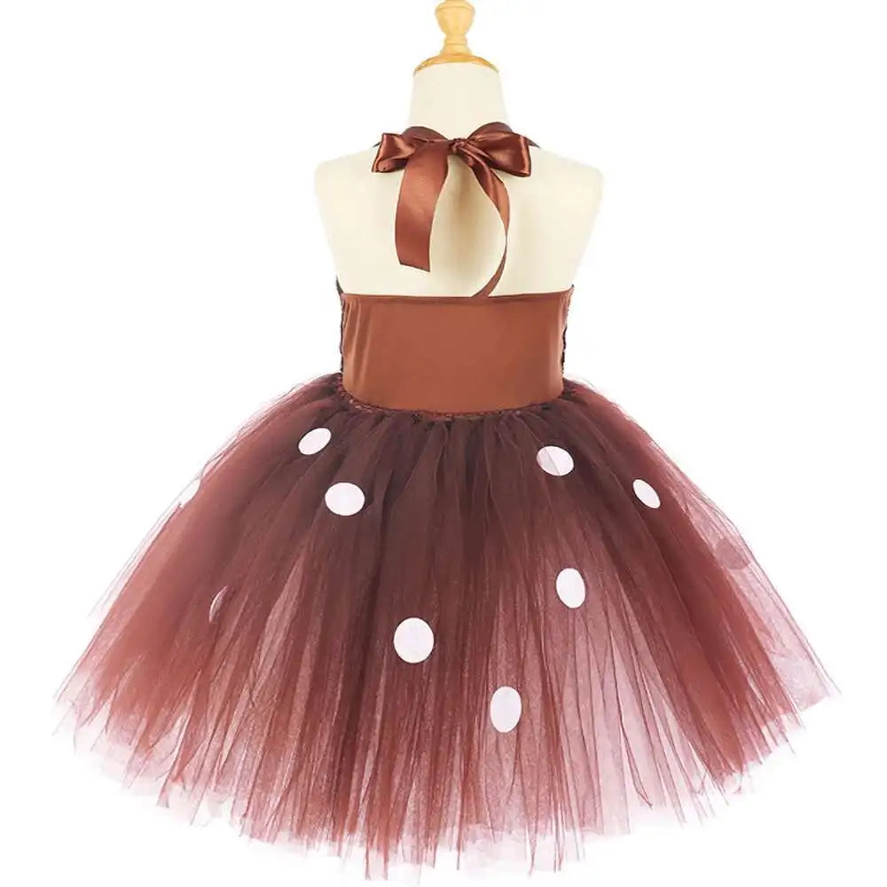 Trajes de veado de lantejoulas marrons para bebês meninas vestidos de princesa de natal crianças roupa de rena roupas de ano novo presente de natal