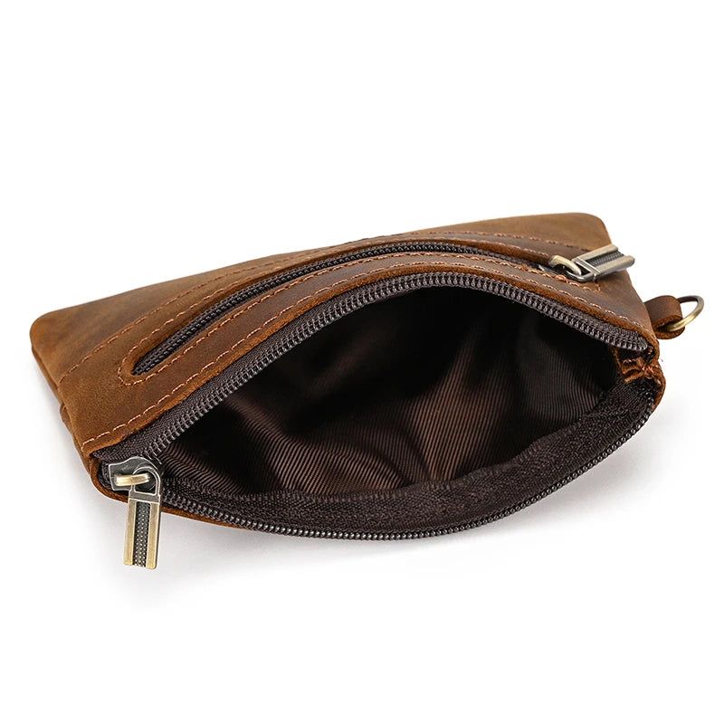 Luufan couro genuíno zíper moeda cartão bolsa de couro real rfid titular do cartão embreagem carteiras slots para homens mulheres mini bolsa fina