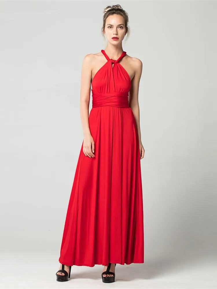 Vestido Maxi Club Boho para mulheres, bandagem vermelha, vestido de festa longo, madrinhas multiway, robe infinito conversível, sexy