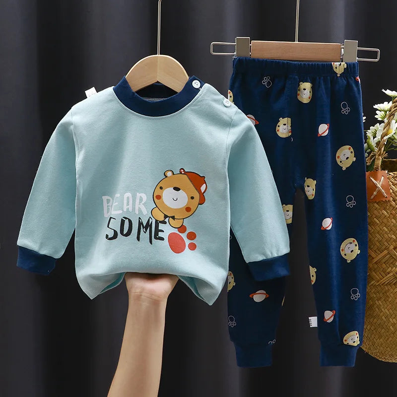 Crianças roupas conjuntos de roupas infantis meninos meninas algodão outono inverno roupas calças pijamas roupa interior