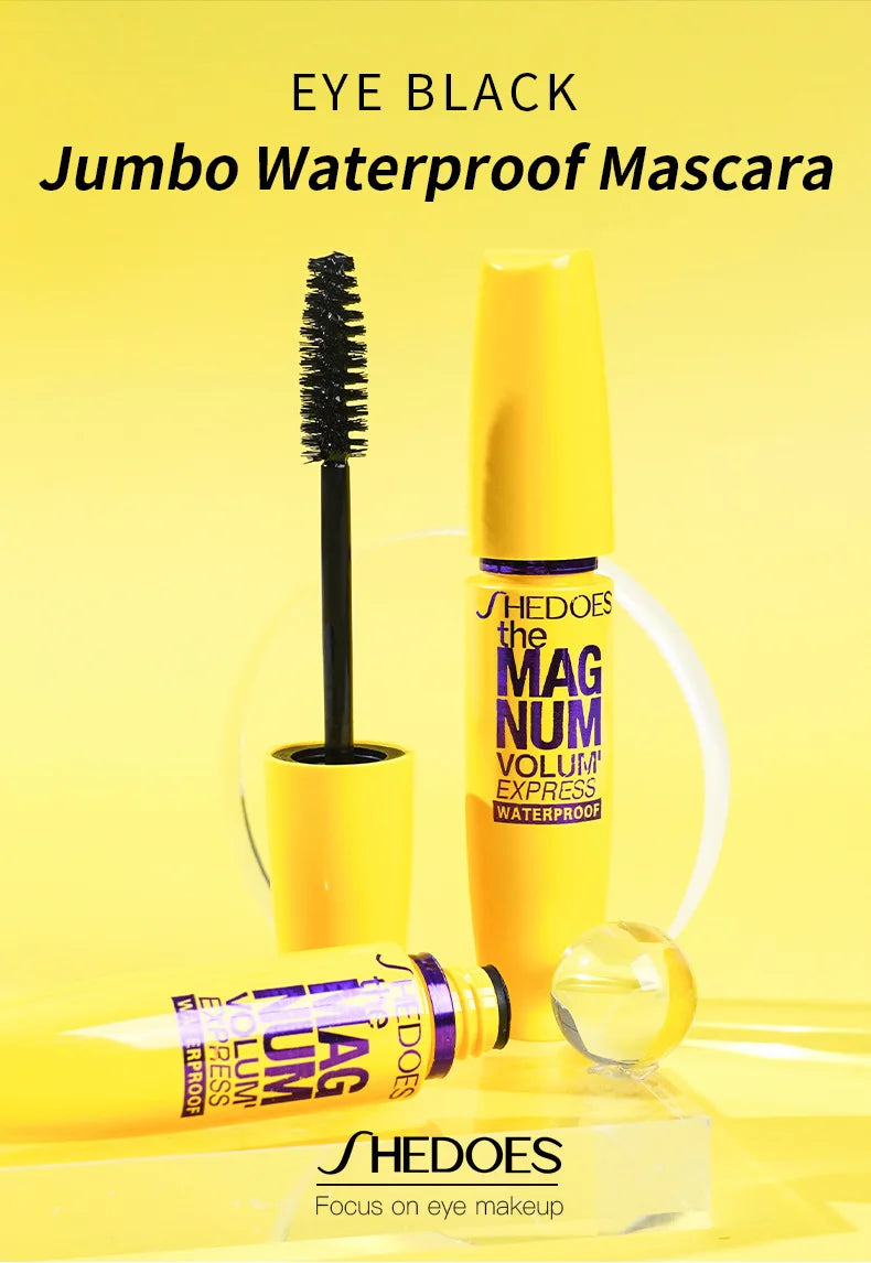 SHEDOES Rímel amarelo à prova d'água, alongamento, ondulação, volumizador, natural, de longa duração, à prova de manchas, cosméticos de maquiagem para os olhos