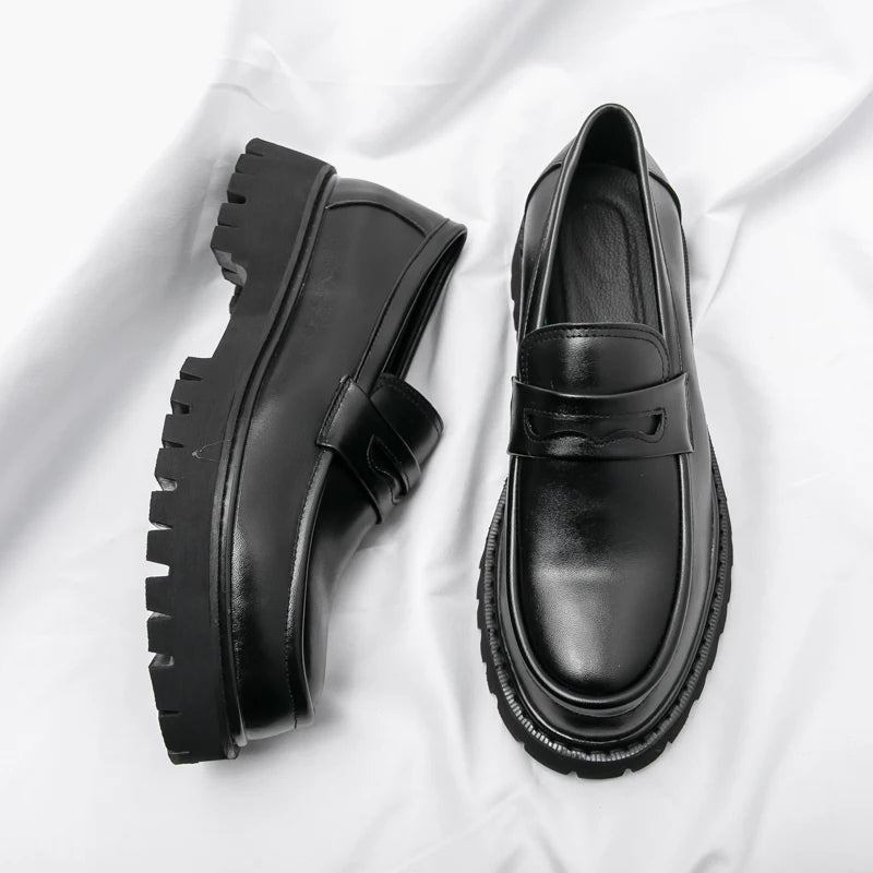 Plataforma de salto alto aumento de altura casual masculino sapato de couro patente oxfords sapatos de espuma mocassins casamento formal