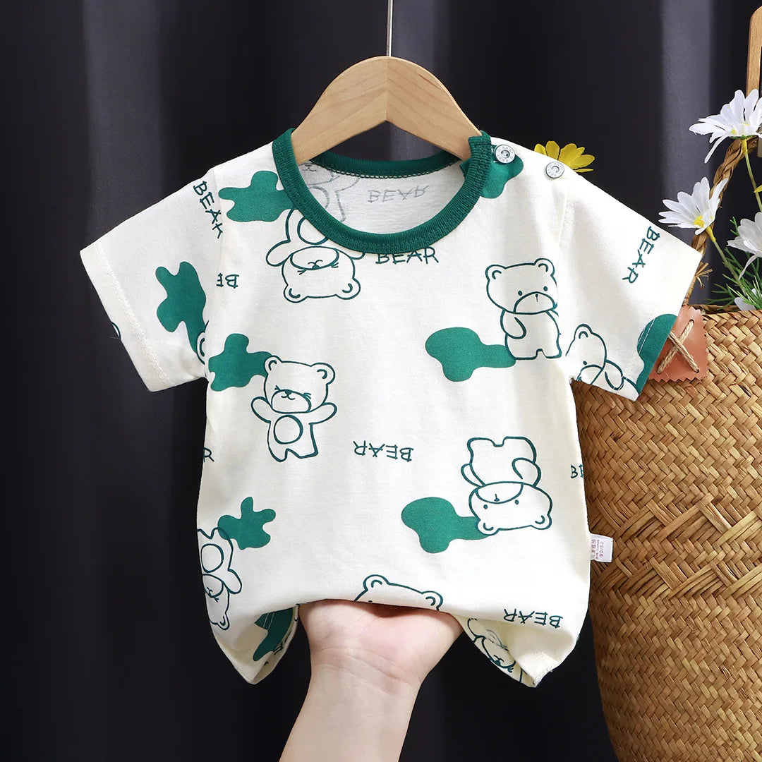2025 verão crianças dos desenhos animados camiseta para menino animal impressão dinossauro urso meninos t camisa meninas topos camisetas dos desenhos animados crianças roupas
