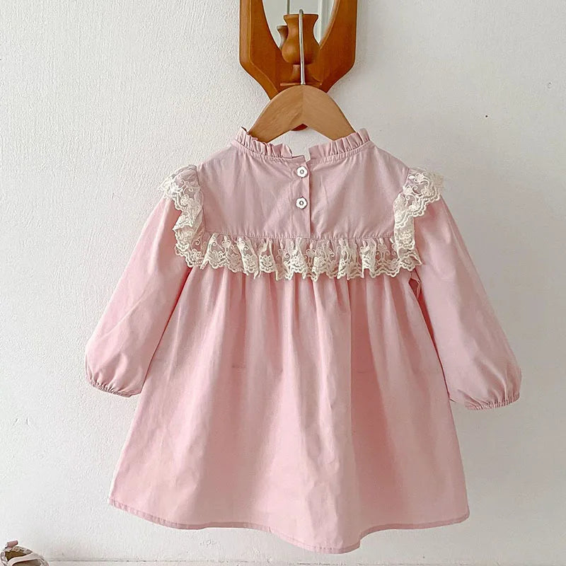 2025 nova primavera irmã vestido crianças roupas crianças vestidos de princesa manga comprida algodão bordado 1-6yrs bebê menina vestido de festa