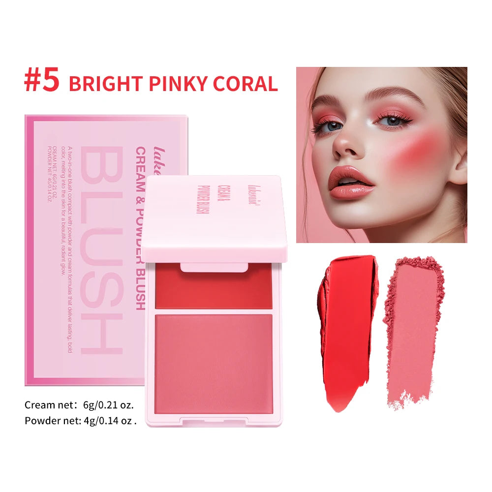 2 em 1 creme & pó blush fosco natural blush paleta de maquiagem dos olhos longa duração alta renderização de cor brilhante mindinho patrick ta blush