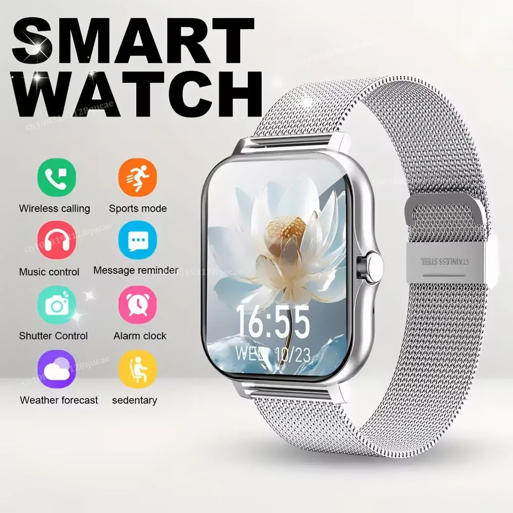 Novo Relógio Inteligente 1.83'' Tela Cheia Bluetooth com Função de Chamada Monitor de Oxigênio no Sangue/Pressão Arterial Smartwatch para Mulheres e Homens Presente de Férias 2026