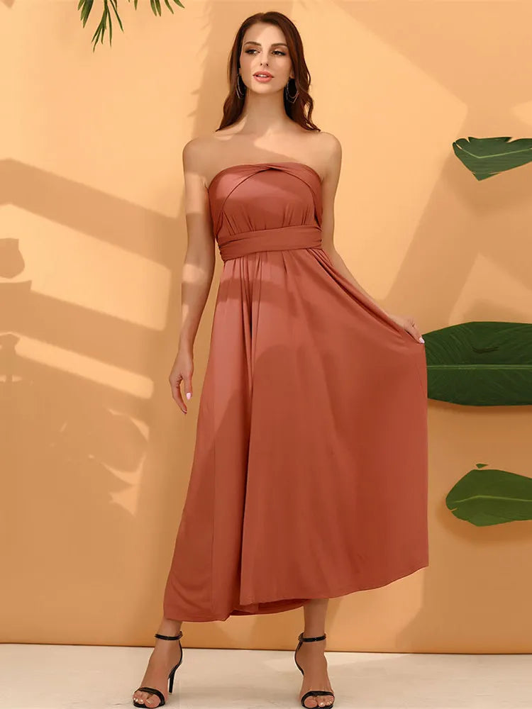 Vestido Maxi Club Boho para mulheres, bandagem vermelha, vestido de festa longo, madrinhas multiway, robe infinito conversível, sexy