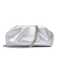 Bolsa de nuvem dobrada para mulheres, novo estilo de comércio exterior, bolsa prateada moderna, versátil, bolsa crossbody com corrente ins, bolsas e bolsas