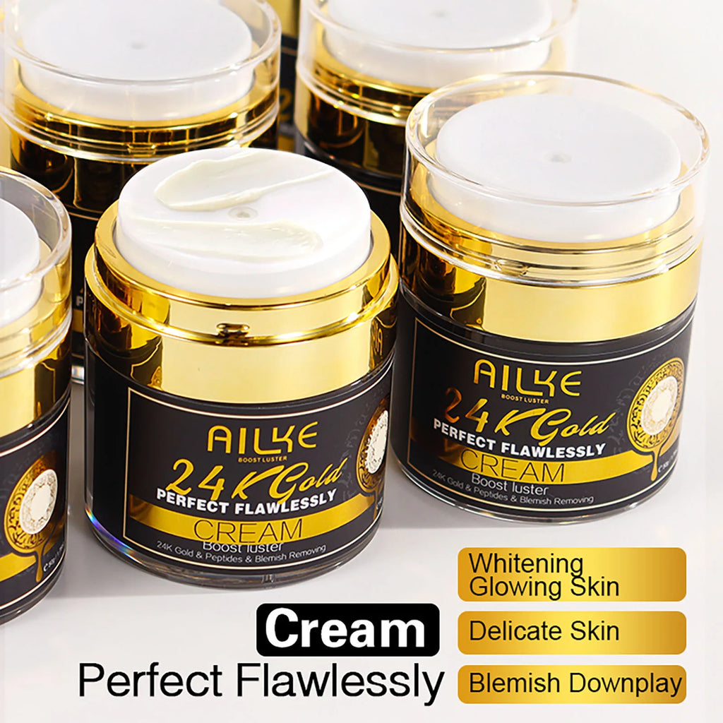 Ailke 24K Ouro Colágeno Creme Articulação Remoção de Manchas Escuras Forte Clareamento Rosto Anti Envelhecimento Conjunto de Cuidados com a Pele