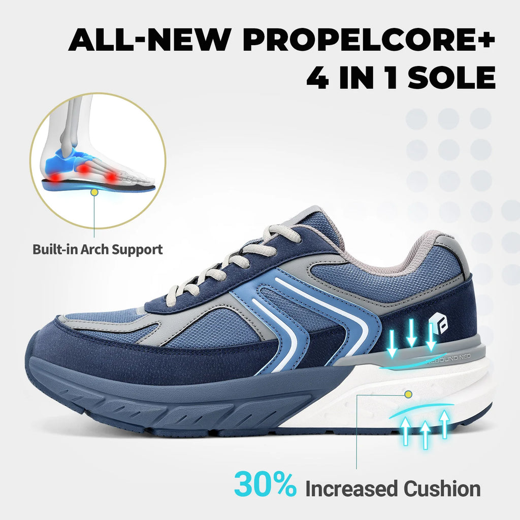 Fittington sapatos largos para homens sapatos de caminhada tênis casuais sapatos ortopédicos suporte de arco para fascite plantar neuropatia
