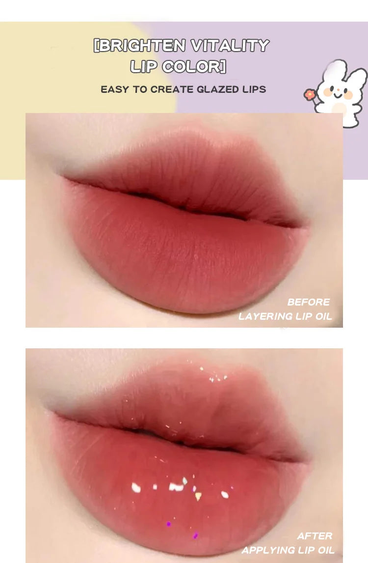 Óleo Labial Gege Bear Crystal Jelly Fruit com Pêssego, Uva e Abacate, Hidratante, Nutritivo e Clareador de Linhas Labiais