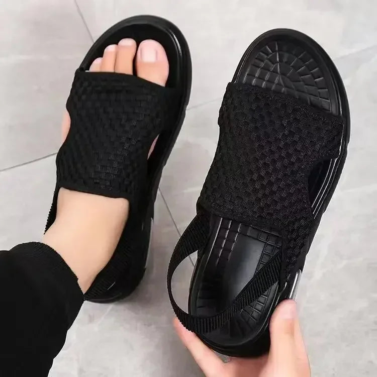 Verão diário estilo casual sandálias masculinas ao ar livre praia moda chinelos preto hombre respirável sapatos deslizamento-em apartamentos de caminhada