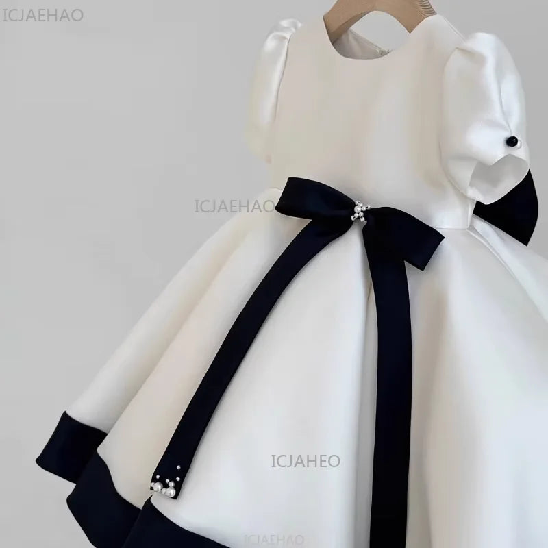 Meninas aniversário princesa inchado vestido crianças desempenho de noite formal festa trajes vestido de baile para crianças piano eid