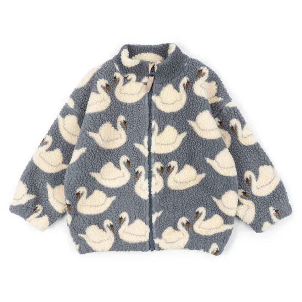 2024 inverno ks crianças algodão lã de cordeiro quente outerwear roupas meninas impressão casacos do bebê meninos mais jaquetas de lã crianças roupas