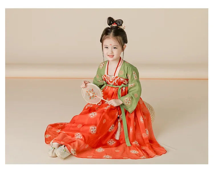 Traje de festa de verão vestidos da menina do vintage crianças roupas vestido casual bebê chinês hanfu cosplay crianças princesa meninas vestido