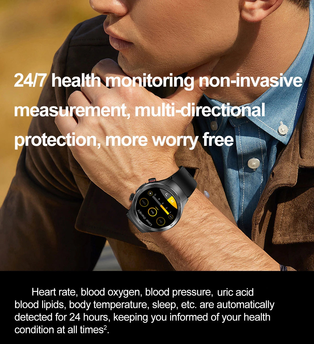 2025 novo tratamento a laser corpo e coração relógio inteligente masculino ecg + ppg ácido úrico gordura no sangue bluetooth chamada rastreador de saúde relógios inteligentes