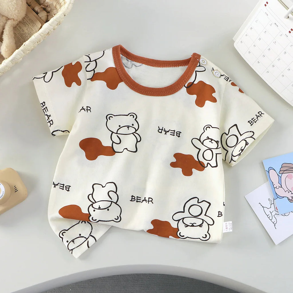 2025 verão crianças dos desenhos animados camiseta para menino animal impressão dinossauro urso meninos t camisa meninas topos camisetas dos desenhos animados crianças roupas