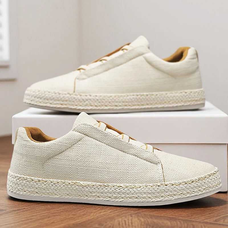 Sapatos de Pescador em Linho, Sapatos de Tecido Masculinos Modernos 2025, Sapatos Casuais Masculinos Respiráveis de Verão
