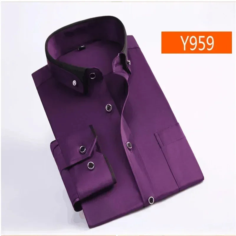 Nova chegada primavera comercial fácil cuidado camisa masculina oversize manga longa moda formal de alta qualidade plus size M-7XL8XL9XL