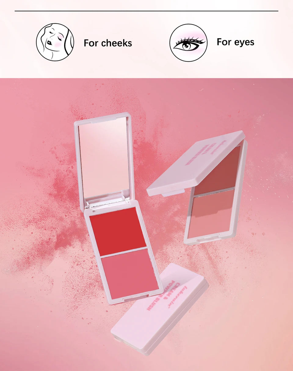 2 em 1 creme & pó blush fosco natural blush paleta de maquiagem dos olhos longa duração alta renderização de cor brilhante mindinho patrick ta blush