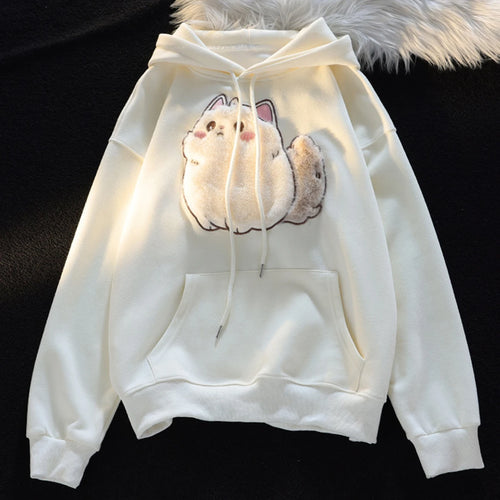 2025 primavera outono feminino casais roupas dos desenhos animados bordado adorável 3d gato impressão pulôver hoodies moletom feminino casaco com capuz