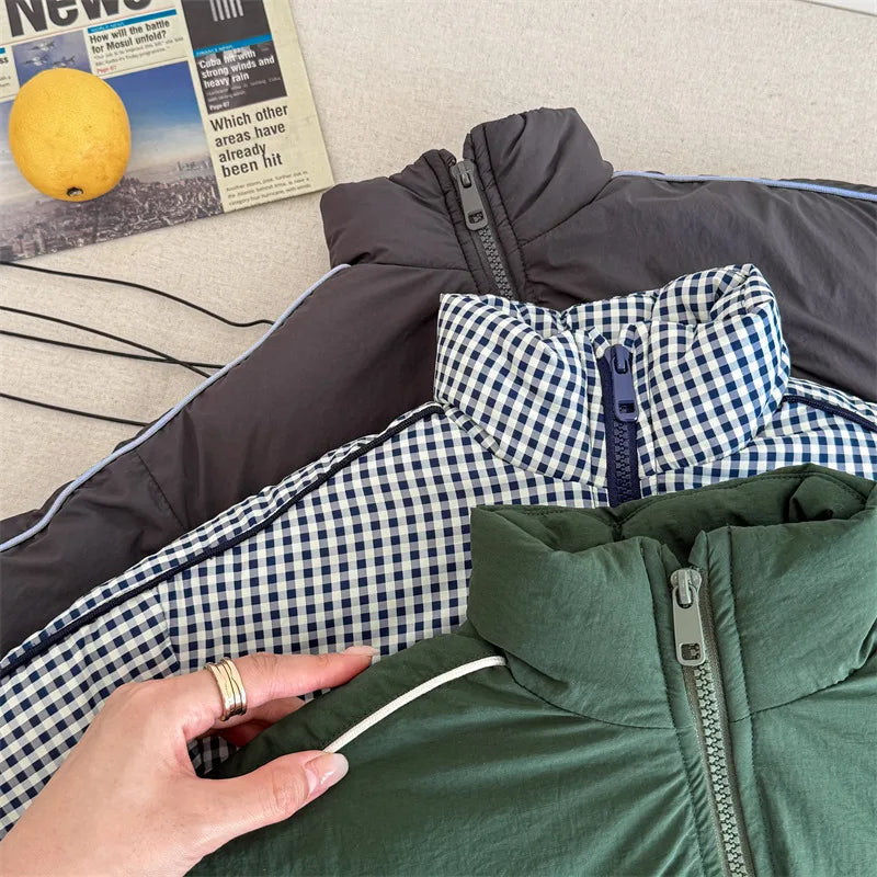 2024 inverno novas crianças manga longa quente carta casaco mais veludo grosso meninos para baixo jaquetas do bebê meninas acolchoado jaqueta crianças roupas