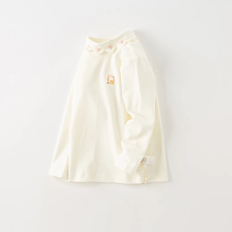 Dave bella 2025 novo outono inverno menina bebê camiseta crianças topos de algodão casual moda doce suave camisa de fundo dk4236997