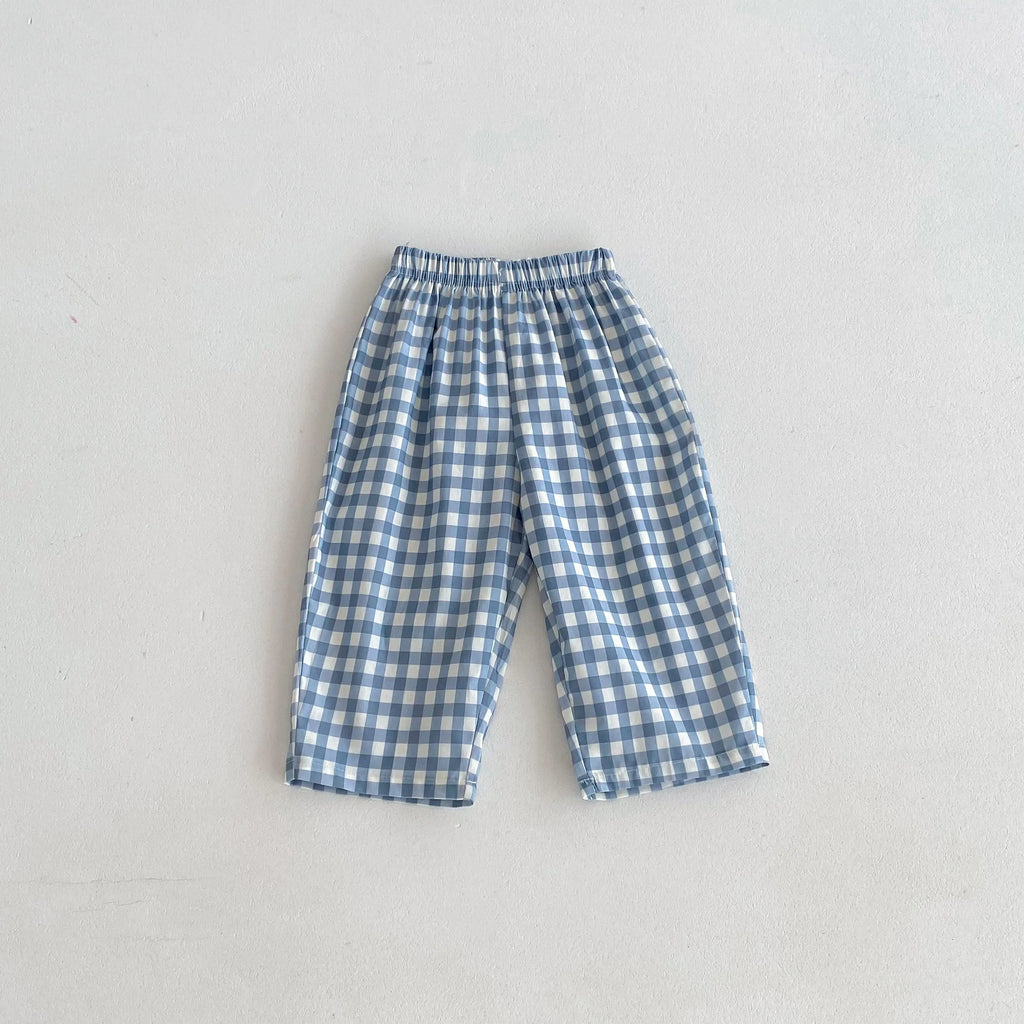 2024 novas crianças calças xadrez impresso dos desenhos animados moda bebê meninas meninos solto casual harem calças crianças roupas de verão